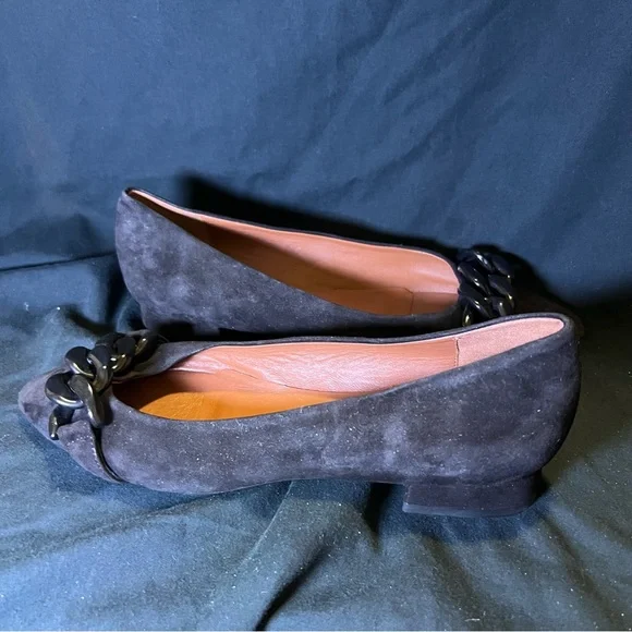 NWOT AQUATALIA PALINA SUEDE CHAIN BALLERINA FLATS IN BLACK SZ 8 - Picture 5 of 8